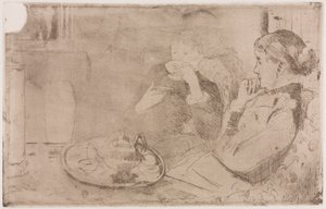 Lydia ja hänen äitinsä Teassa, n. 1880. tekijältä Mary Cassatt