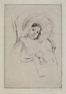 Margot levykkeessä nojaten tuolia vasten, c. 1902. tekijältä Mary Cassatt