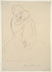 Äidin hyväily, 1921 tekijältä Mary Cassatt