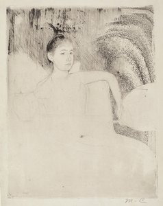 Mimi pitelee japanilaista tuuletinta tekijältä Mary Cassatt