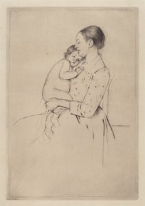 Hiljaisuus, noin 1891 tekijältä Mary Cassatt