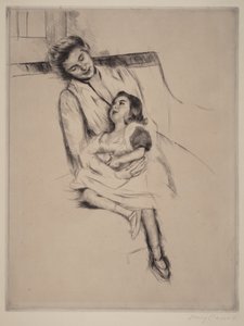 Reine ja Margot istumassa sohvalla (nro 2) tekijältä Mary Cassatt