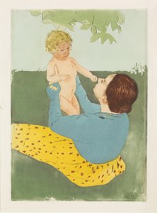 Hevoskastanjapuun alla, 1896-97 (Kipsipiirto ja akvatintta väreissä) tekijältä Mary Cassatt