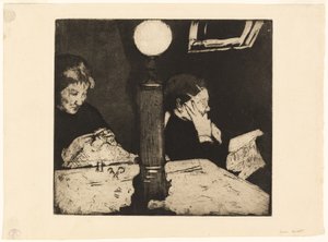 Lampun alla, n. 1882 tekijältä Mary Cassatt