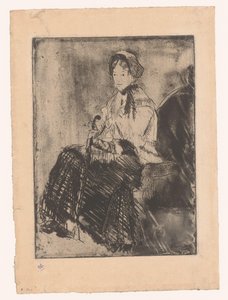 Istuva nainen sateenvarjolla Sateenvarjo tekijältä Mary Cassatt