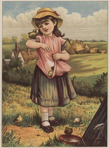 Tyttö poikasten kanssa (chromolitho) tekijältä Mary Ellen Edwards