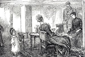 Kuva pienestä tytöstä, josta hänen tätinsä ja setänsä huolehtivat iltapäivän ajan tekijältä Mary Ellen Edwards