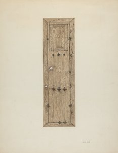 Kuparilla nastoitettu ovi yksi parista, n. 1939.
