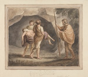 Arviragus, kantaa Imogeniä kuolleena sylissään, "Cymbeline", näytös IV, kohtaus II