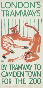 "By Tramway to Camden Town for the Zoo", London County Council LCC Tramways -juliste, 1924 tekijältä Mary I Wright