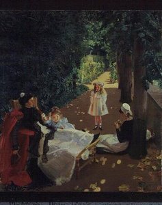 Puisto, n. 1900 (öljy kankaalle) tekijältä Mary Louise MacMonnies