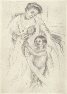Käsipeiliin katsominen #3 (muste) tekijältä Mary Stevenson Cassatt