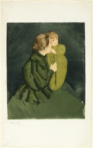 Maalaisäiti ja -lapsi, noin 1895 (etsaus ja akvatintta) tekijältä Mary Stevenson Cassatt