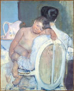 Nainen istuu lapsi sylissään, n. 1890 tekijältä Mary Cassatt