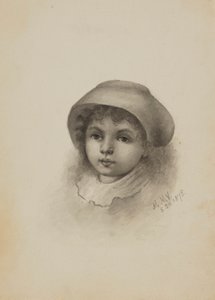 Nimetön (Lapsen pää ja hattu) tekijältä Mary Vaux Walcott