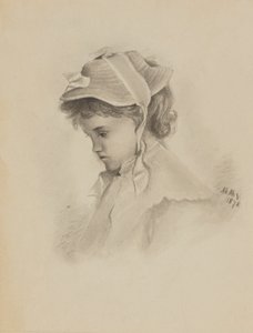 Nimetön alas katsovan lapsen pää, 1878. tekijältä Mary Vaux Walcott