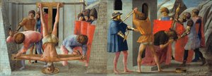 Italialainen:  Masaccio crocefissione di san pietro e martirio di san giovanni Battista Apostoli Pietarin ristiinnaulitseminen ja Johannes Kastajan mestaaminen.