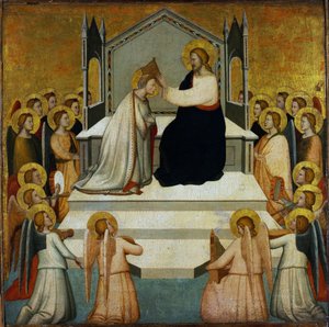 Neitsyen kruunaus - Neitsyen kruunaus - Maso di Banco (?-1348) - 1335-1340 - Tempera paneelissa - 51,2x51,7 - Szepmuveszeti-museo, Budapest
