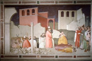 Uudenvuodenaaton jaksot: paavi pyhä Sylvester I (Silvester tai Silvestro) (314-335) sulkee lohikäärmeen suun (vas.) ja herättää henkiin kaksi taikuriterassia lohikäärmeen hengityksellä (paavi Sylvester I kääntää lohikäärmeen pois ja herättää henkiin sen uh