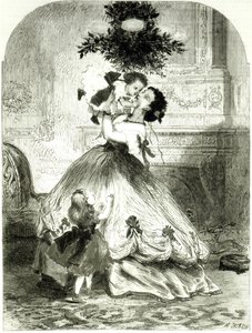 "Under the Mistletoe" Illustrated London Newsille, 1865 (kaiverrus)