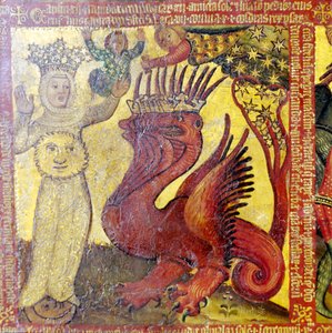 Aurinkoon pukeutunut nainen, 1300-1400-luku