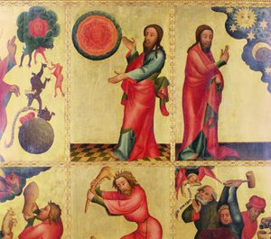 Hampurin Pietarinkirkon pääalttarin vasen siipi, Grabower-altari, 1383 (tempera taululle) (yksityiskohta kuvasta 145257). tekijältä Master Bertram of Minden