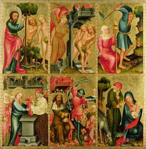 Hampurin Pyhän Pietarin alttarin oikea siipi, Grabowerin alttari, 1383 (tempera paneelissa) tekijältä Master Bertram of Minden