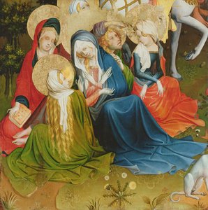 Naisten ryhmä ristiinnaulitsemisessa, paneeli St. Thomasin alttarilta Hampurin Pyhän Johanneksen kirkosta, aloitettu vuonna 1424 (tempera ja öljy paneelissa)
