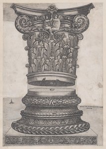 Rooman loiston peili: koristeltu pääkaupunki ja pohja, n. 1537, n. 1537
