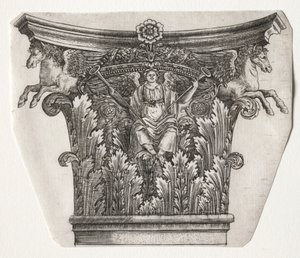 Kanta ja pääkaupunki kuuluisuuden hahmolla ja siivekkäiden hevosten pääkaupungilla, n. 1525-1550. tekijältä Master G. A. with the man