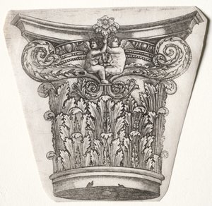 Base and Capital with Putti, n.1525-1550. tekijältä Master G. A. with the man