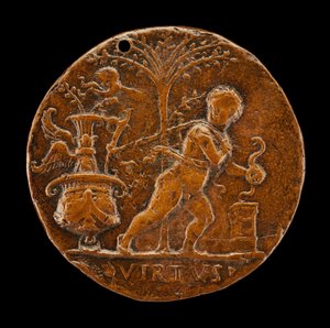 Allegorinen kohtaus [kääntöpuoli], 1500-luku. tekijältä Master I.S.A.