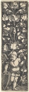 Ornamentti, jossa nero pitää kilpeä, 1536. tekijältä Master MVHF
