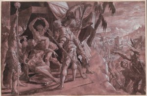 Sotilaat löytävät Holofernesin ruumiin tekijältä Master Of The Liechtenstein Adoration