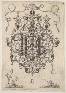 Suunnittelu riipukseen, jossa on IHS-monogrammi, 1609. tekijältä Master PRK