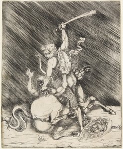 Hercules ja Cacus, n. 1505-1520 (kuivapiste-etsaus)