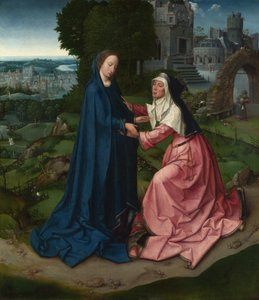 Neitsyen vierailu Pyhän Elisabetin luona. Paneeli alttaritaulusta, n. 1515
