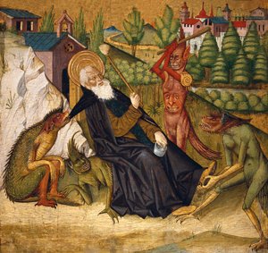 Pyhän Antoniuksen kiusaus erämaassa tekijältä Master of Bonnat