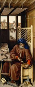 Marian ilmestys-triptyykki (Meroden alttaritaulu), noin 1427-32 (öljy tammelle). tekijältä Master of Flémalle