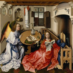 Marian ilmestys-triptyykki (Meroden alttaritaulu), noin 1427-32 (öljy tammelle).