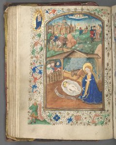 Tuntikirja (Utrechtin käyttö): fol. 62v, syntymäkuvaus.