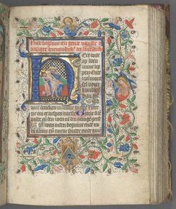 Tuntikirja Utrechtin käyttö: fol. 63r, nimikirjaimella Pyhä kolminaisuus, n. 1460-1465.