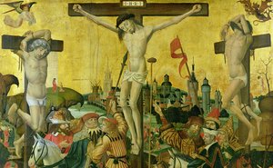 Ristiinnaulitseminen, noin 1500 (yksityiskohta kuvasta 148971). tekijältä Master of Hamburg