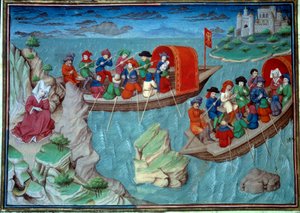 Pyhän valtakunnan edustaja Frederic II (1194-1250) lähti Sisiliasta pienoissarjansa kanssa, joka on otettu ranskankielisestä käsikirjoituksesta "Dekameronista", jonka on kirjoittanut Giovanni Boccaccio dit Jean Boccaccio (1313-1375), italialainen kirjailij tekijältä Master of Jean Mansel