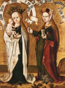 Neitsyt ja lapsi pyhän Maria Magdalenan kanssa tarjoamassa lapselle ruusua