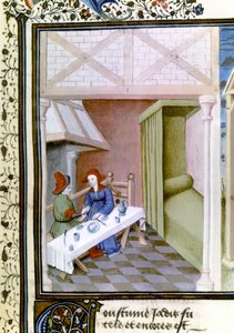 Kohtaus Dekameronista, Salabetto ja Iancofiore. 1430-1455 (pienoiskuva) tekijältä Master of Mansel