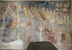 Neitsyt Maria ja lapsi luovuttajan kanssa, yksityiskohta (noin 1377, fresko kankaalle) tekijältä Master of Mocchirolo