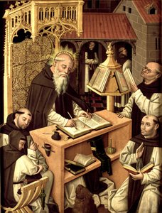 Pyhä Hieronymus scriptoriumissa, noin 1485 tekijältä Master of Monasterio de Santa María