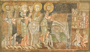 Kristuksen tulo Jerusalemiin, noin 1125 (fresko) tekijältä Master of San Baudel