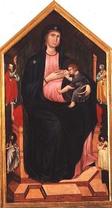 Madonna ja lapsi pyhien kanssa (tempera paneelissa) tekijältä Master of San Gaggio